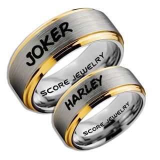 2 Piece Couple Set Joker and Harley Rings, Cosplay Ring, Silver Joker and Harley Rings, Joker & Harley Rings, Joker Harley Rings, Joker Rings, Joker and Harley Jewelry, Silver Tungsten Rings