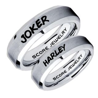 2 Piece Couple Set Joker and Harley Rings, Cosplay Ring, Silver Joker and Harley Rings, Joker & Harley Rings, Joker Harley Rings, Joker Rings, Joker and Harley Jewelry, Silver Tungsten Rings