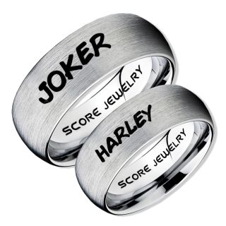 2 Piece Couple Set Joker and Harley Rings, Cosplay Ring, Silver Joker and Harley Rings, Joker & Harley Rings, Joker Harley Rings, Joker Rings, Joker and Harley Jewelry, Silver Tungsten Rings