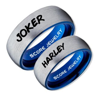 2 Piece Couple Set Joker and Harley Rings, Cosplay Ring, Silver Joker and Harley Rings, Joker & Harley Rings, Joker Harley Rings, Joker Rings, Joker and Harley Jewelry, Silver Tungsten Rings