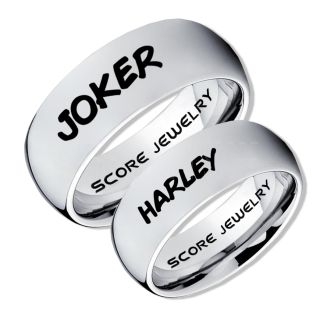 2 Piece Couple Set Joker and Harley Rings, Cosplay Ring, Silver Joker and Harley Rings, Joker & Harley Rings, Joker Harley Rings, Joker Rings, Joker and Harley Jewelry, Silver Tungsten Rings