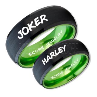 2 Piece Couple Set Joker and Harley Rings, Cosplay Ring, Black Joker and Harley Rings, Joker & Harley Rings, Joker Harley Rings, Joker Rings, Joker and Harley Jewelry, Black Tungsten Rings