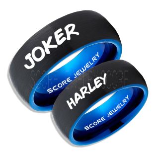 2 Piece Couple Set Joker and Harley Rings, Cosplay Ring, Black Joker and Harley Rings, Joker & Harley Rings, Joker Harley Rings, Joker Rings, Joker and Harley Jewelry, Black Tungsten Rings
