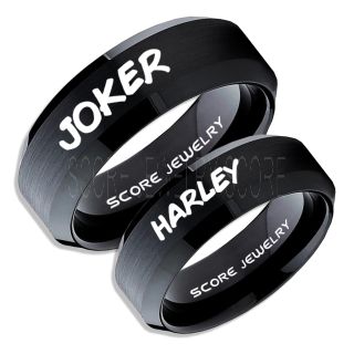 2 Piece Couple Set Joker and Harley Rings, Cosplay Ring, Black Joker and Harley Rings, Joker & Harley Rings, Joker Harley Rings, Joker Rings, Joker and Harley Jewelry, Black Tungsten Rings