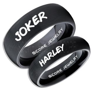 2 Piece Couple Set Joker and Harley Rings, Cosplay Ring, Black Joker and Harley Rings, Joker & Harley Rings, Joker Harley Rings, Joker Rings, Joker and Harley Jewelry, Black Tungsten Rings
