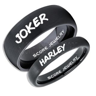2 Piece Couple Set Joker and Harley Rings, Cosplay Ring, Black Joker and Harley Rings, Joker & Harley Rings, Joker Harley Rings, Joker Rings, Joker and Harley Jewelry, Black Tungsten Rings