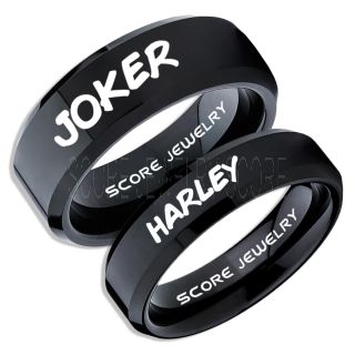2 Piece Couple Set Joker and Harley Rings, Cosplay Ring, Black Joker and Harley Rings, Joker & Harley Rings, Joker Harley Rings, Joker Rings, Joker and Harley Jewelry, Black Tungsten Rings