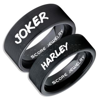 2 Piece Couple Set Joker and Harley Rings, Cosplay Ring, Black Joker and Harley Rings, Joker & Harley Rings, Joker Harley Rings, Joker Rings, Joker and Harley Jewelry, Black Tungsten Rings