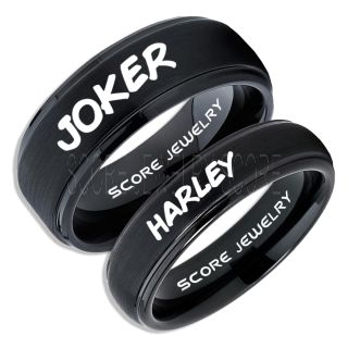 2 Piece Couple Set Joker and Harley Rings, Cosplay Ring, Black Joker and Harley Rings, Joker & Harley Rings, Joker Harley Rings, Joker Rings, Joker and Harley Jewelry, Black Tungsten Rings