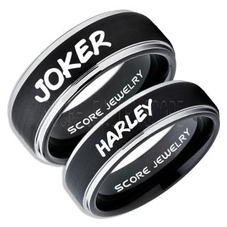 2 Piece Couple Set Joker and Harley Rings, Cosplay Ring, Black Joker and Harley Rings, Joker & Harley Rings, Joker Harley Rings, Joker Rings, Joker and Harley Jewelry, Black Tungsten Rings