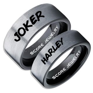2 Piece Couple Set Joker and Harley Rings, Cosplay Ring, Black Joker and Harley Rings, Joker & Harley Rings, Joker Harley Rings, Joker Rings, Joker and Harley Jewelry, Black Tungsten Rings