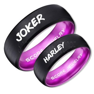 2 Piece Couple Set Joker and Harley Rings, Cosplay Ring, Black Joker and Harley Rings, Joker & Harley Rings, Joker Harley Rings, Joker Rings, Joker and Harley Jewelry, Black Tungsten Rings
