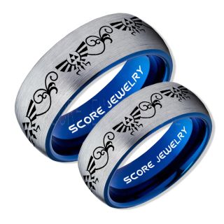 Zelda Ring, Gamer Ring, 2 Piece Couple Set Legend of Zelda Rings, Zelda Wedding Rings, Zelda Wedding Bands, Silver Tungsten Rings, Silver Wedding Bands