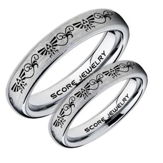 Zelda Ring, Gamer Ring, 2 Piece Couple Set Legend of Zelda Rings, Zelda Wedding Rings, Zelda Wedding Bands, Silver Tungsten Rings, Silver Wedding Bands