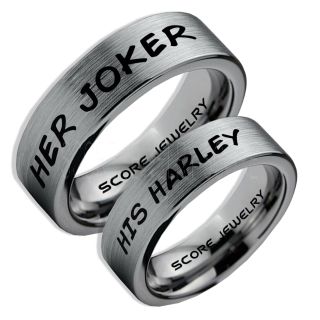 2 Piece Couple Set Her Joker and His Harley Rings, Cosplay Ring, Silver Joker and Harley Rings, Joker & Harley Rings, Joker Harley Rings, Joker Rings, Joker and Harley Jewelry, Silver Tungsten Rings