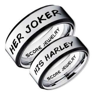 2 Piece Couple Set Her Joker and His Harley Rings, Cosplay Ring, Silver Joker and Harley Rings, Joker & Harley Rings, Joker Harley Rings, Joker Rings, Joker and Harley Jewelry, Silver Tungsten Rings
