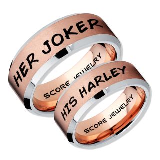 2 Piece Couple Set Her Joker and His Harley Rings, Cosplay Ring, 14K Rose Gold Joker and Harley Rings, Joker & Harley Rings, Joker Harley Rings, Joker Rings, Joker and Harley Jewelry, Rose Gold Tungsten Rings