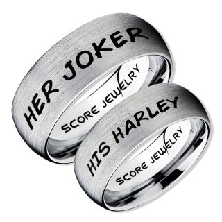 2 Piece Couple Set Her Joker and His Harley Rings, Cosplay Ring, Silver Joker and Harley Rings, Joker & Harley Rings, Joker Harley Rings, Joker Rings, Joker and Harley Jewelry, Silver Tungsten Rings