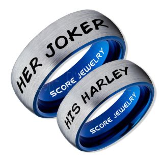 2 Piece Couple Set Her Joker and His Harley Rings, Cosplay Ring, Silver Joker and Harley Rings, Joker & Harley Rings, Joker Harley Rings, Joker Rings, Joker and Harley Jewelry, Silver Tungsten Rings