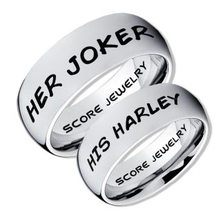 2 Piece Couple Set Her Joker and His Harley Rings, Cosplay Ring, Silver Joker and Harley Rings, Joker & Harley Rings, Joker Harley Rings, Joker Rings, Joker and Harley Jewelry, Silver Tungsten Rings