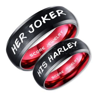 2 Piece Couple Set Her Joker and His Harley Rings, Cosplay Ring, Black Joker and Harley Rings, Joker & Harley Rings, Joker Harley Rings, Joker Rings, Joker and Harley Jewelry, Black Tungsten Rings