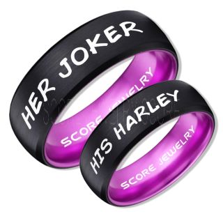 2 Piece Couple Set Her Joker and His Harley Rings, Cosplay Ring, Black Joker and Harley Rings, Joker & Harley Rings, Joker Harley Rings, Joker Rings, Joker and Harley Jewelry, Black Tungsten Rings