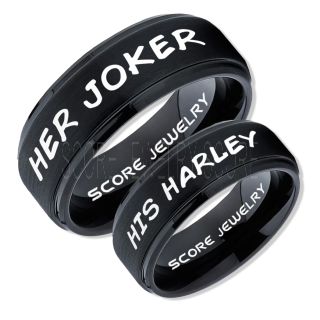 2 Piece Couple Set Her Joker and His Harley Rings, Cosplay Ring, Black Joker and Harley Rings, Joker & Harley Rings, Joker Harley Rings, Joker Rings, Joker and Harley Jewelry, Black Tungsten Rings