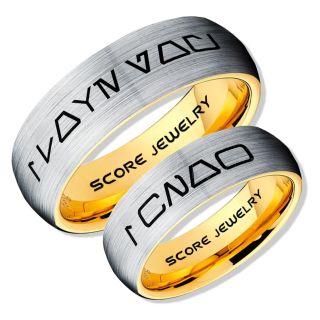 Aurebesh Rings, 2 Piece Couple Set Star Wars Rings, Star Wars Wedding Bands, I Love You I Know Ring, Silver Aurebesh Wedding Rings, Silver Tungsten Bands, Aurebesh Wedding Bands