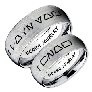 Aurebesh Rings, 2 Piece Couple Set Star Wars Rings, Star Wars Wedding Bands, I Love You I Know Ring, Silver Aurebesh Wedding Rings, Silver Tungsten Bands, Aurebesh Wedding Bands