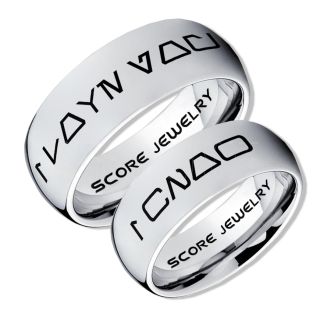 Aurebesh Rings, 2 Piece Couple Set Star Wars Rings, Star Wars Wedding Bands, I Love You I Know Ring, Silver Aurebesh Wedding Rings, Silver Tungsten Bands, Aurebesh Wedding Bands