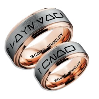 Aurebesh Rings, 2 Piece Couple Set Star Wars Rings, Star Wars Wedding Bands, I Love You I Know Ring, Silver Aurebesh Wedding Rings, Silver Tungsten Bands, Aurebesh Wedding Bands