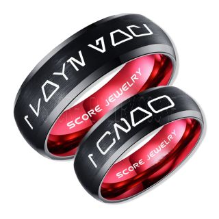 Aurebesh Rings, 2 Piece Couple Set Star Wars Rings, Star Wars Wedding Bands, I Love You I Know Ring, Black Aurebesh Wedding Rings, Black Tungsten Bands, Aurebesh Wedding Bands