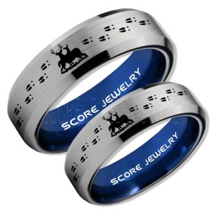 2 Piece Couple Set Buck and Doe Rings, Buck and Doe Rings, Silver Tungsten Rings, Silver Wedding Bands, Buck and Doe Bands, Buck and Doe Wedding Bands, Hunting Wedding Bands