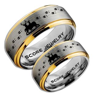 2 Piece Couple Set Buck and Doe Rings, Buck and Doe Rings, Silver Tungsten Rings, Silver Wedding Bands, Buck and Doe Bands, Buck and Doe Wedding Bands, Hunting Wedding Bands