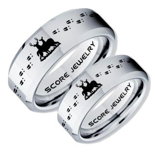 2 Piece Couple Set Buck and Doe Rings, Buck and Doe Rings, Silver Tungsten Rings, Silver Wedding Bands, Buck and Doe Bands, Buck and Doe Wedding Bands, Hunting Wedding Bands