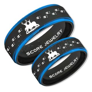 2 Piece Couple Set Buck and Doe Rings, Buck and Doe Rings, Black Tungsten Rings, Black Wedding Bands, Buck and Doe Bands, Buck and Doe Wedding Bands, Hunting Wedding Bands