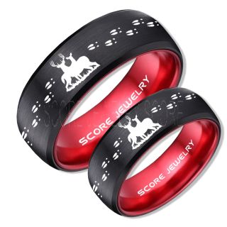 2 Piece Couple Set Buck and Doe Rings, Buck and Doe Rings, Black Tungsten Rings, Black Wedding Bands, Buck and Doe Bands, Buck and Doe Wedding Bands, Hunting Wedding Bands