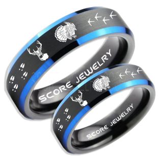 Wild Turkey Rings, 2 Piece Couple Set Turkey Rings, Deer Hunting Rings, Turkey Hunting Rings, Fishing Rings, Black Tungsten Rings, Black Wedding Bands, Hunting Rings, Deer Hunting Wedding Bands, Deer Tracks Rings