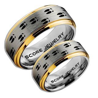 Deer Hunting Rings, 2 Piece Couple Set Deer Hunting Wedding Rings, Deer Wedding Bands, Deer Tracks Rings, Deer Tracks Silver Tungsten Rings, Silver Wedding Bands, Hunting Rings, Outdoorsman Wedding Bands
