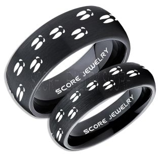 Deer Hunting Rings, 2 Piece Couple Set Deer Hunting Wedding Rings, Deer Wedding Bands, Deer Tracks Rings, Deer Tracks Black Tungsten Rings, Black Wedding Bands, Hunting Rings, Outdoorsman Wedding Bands