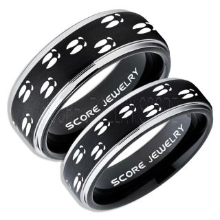 Deer Hunting Rings, 2 Piece Couple Set Deer Hunting Wedding Rings, Deer Wedding Bands, Deer Tracks Rings, Deer Tracks Black Tungsten Rings, Black Wedding Bands, Hunting Rings, Outdoorsman Wedding Bands
