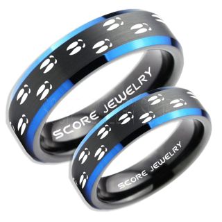 Deer Hunting Rings, 2 Piece Couple Set Deer Hunting Wedding Rings, Deer Wedding Bands, Deer Tracks Rings, Deer Tracks Black Tungsten Rings, Black Wedding Bands, Hunting Rings, Outdoorsman Wedding Bands