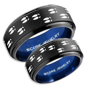 Deer Hunting Rings, 2 Piece Couple Set Deer Hunting Wedding Rings, Deer Wedding Bands, Deer Tracks Rings, Deer Tracks Black Tungsten Rings, Black Wedding Bands, Hunting Rings, Outdoorsman Wedding Bands