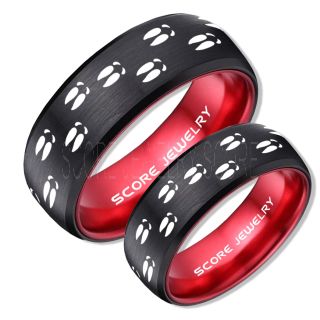 Deer Hunting Rings, 2 Piece Couple Set Deer Hunting Wedding Rings, Deer Wedding Bands, Deer Tracks Rings, Deer Tracks Black Tungsten Rings, Black Wedding Bands, Hunting Rings, Outdoorsman Wedding Bands