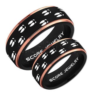 Deer Hunting Rings, 2 Piece Couple Set Deer Hunting Wedding Rings, Deer Wedding Bands, Deer Tracks Rings, Deer Tracks Black Tungsten Rings, Black Wedding Bands, Hunting Rings, Outdoorsman Wedding Bands
