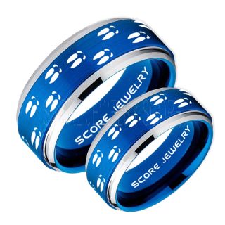 Deer Hunting Rings, 2 Piece Couple Set Deer Hunting Wedding Rings, Deer Wedding Bands, Deer Tracks Rings, Deer Tracks Blue Tungsten Rings, Blue Wedding Bands, Hunting Rings, Outdoorsman Wedding Bands
