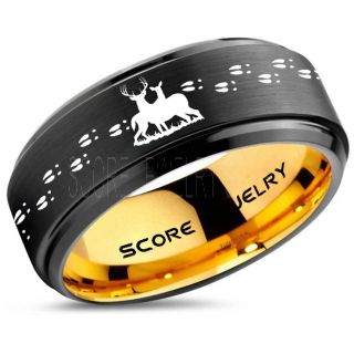 Buck and Doe Ring, Buck and Doe Wedding Ring, Black Tungsten Ring, Black Wedding Band, Buck and Doe Wedding Band, Buck and Doe Band, Hunting Wedding Band