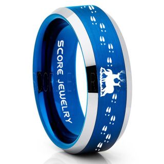 Buck and Doe Ring, Buck and Doe Wedding Ring, Blue Tungsten Ring, Blue Wedding Band, Buck and Doe Wedding Band, Buck and Doe Band, Hunting Wedding Band