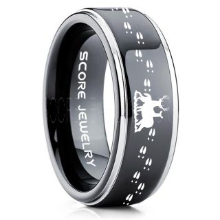 Buck and Doe Ring, Buck and Doe Wedding Ring, Black Tungsten Ring, Black Wedding Band, Buck and Doe Wedding Band, Buck and Doe Band, Hunting Wedding Band