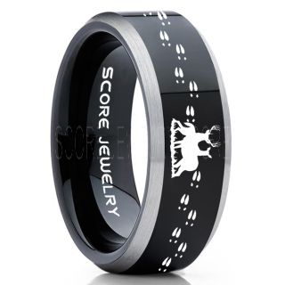 Buck and Doe Ring, Buck and Doe Wedding Ring, Black Tungsten Ring, Black Wedding Band, Buck and Doe Wedding Band, Buck and Doe Band, Hunting Wedding Band